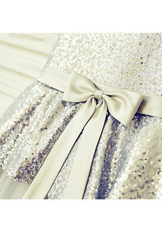 Robe de cortège enfant naturel a-ligne longueur au ras du sol en tulle manche nulle - photo 5
