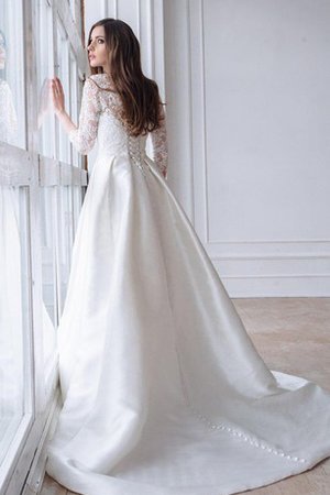 Robe de mariée avec manche 3/4 encolure ronde de lotus en satin de traîne courte - photo 2