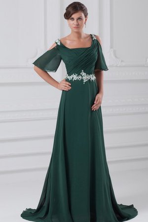 Robe de soirée de traîne courte ligne a de col carré ruché avec perle - photo 1