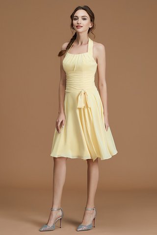 Robe demoiselle d'honneur avec sans manches en chiffon de lotus a-ligne grosses soldes - photo 1