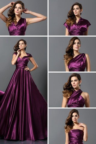 Robe demoiselle d'honneur longue plissage de princesse en satin soyeux ligne a - photo 1