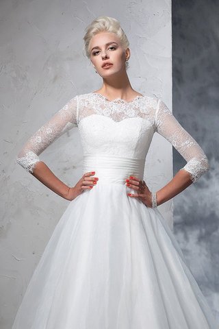 Robe de mariée longue de mode de bal appliques en 3/4 manche en organza - photo 7