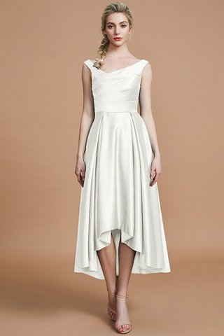 Robe demoiselle d'honneur en satin de princesse asymétrique ligne a v encolure - photo 21