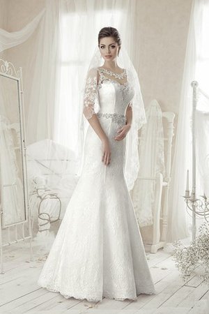 Robe de mariée modeste charmeuse avec cristal a plage de sirène - photo 1