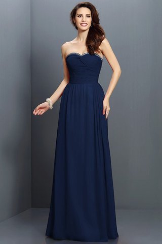 Robe demoiselle d'honneur longue avec zip col en forme de cœur manche nulle a-ligne - photo 10