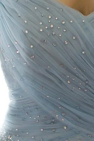 Robe de soirée naturel en tulle de mode de bal manche nulle avec perle - photo 3