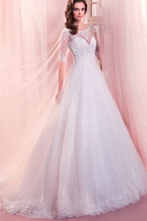 Robe de mariée longue naturel en 1/2 manche a-ligne en organza - photo 1