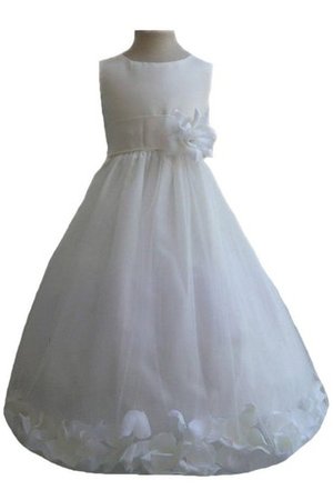 Robe de cortège enfant en tulle manche nulle col en bateau avec zip avec fleurs - photo 1