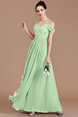 Robe demoiselle d'honneur naturel epaule nue en chiffon ruché avec sans manches - photo 32