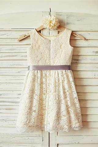 Robe de cortège enfant naturel manche nulle a-ligne longueur mollet avec zip - photo 2