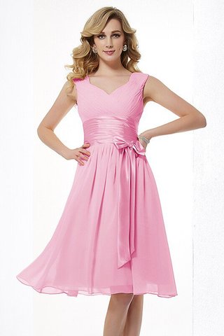 Robe demoiselle d'honneur plissage courte a-ligne en chiffon larges bretelles - photo 21