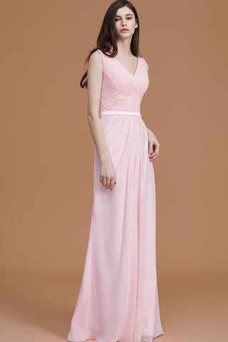 Robe demoiselle d'honneur avec chiffon de col en v de princesse ligne a ruché - photo 6