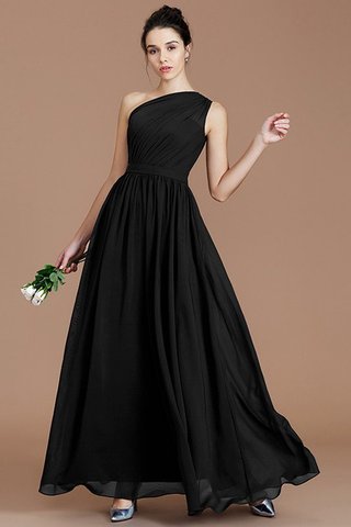 Robe demoiselle d'honneur naturel d'épaule asymétrique en chiffon manche nulle ruché - photo 6