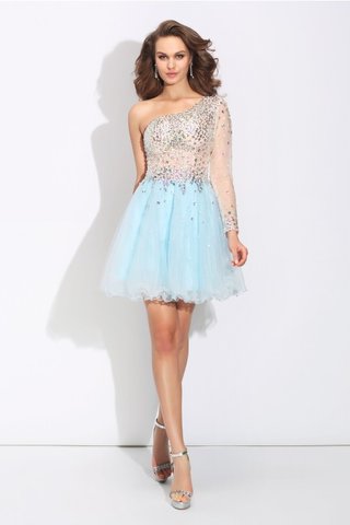 Robe de cocktail courte avec zip avec perle avec manche longue de princesse - photo 3