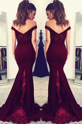 Robe de soirée fermeutre eclair en satin epaule nue gracieux avec sans manches - photo 2
