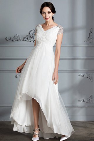 Robe de mariée naturel de princesse en tulle ligne a asymétrique - photo 4