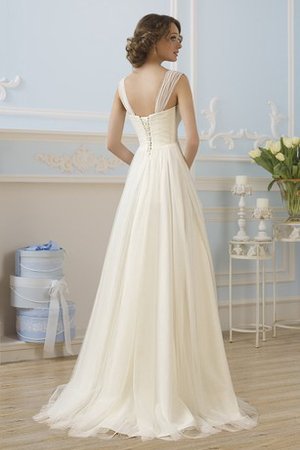 Robe de mariée plissage manche nulle de traîne moyenne a-ligne avec lacets - photo 2