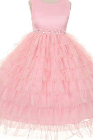 Robe de cortège enfant brillant ligne a col u profond avec sans manches textile en tulle - photo 2