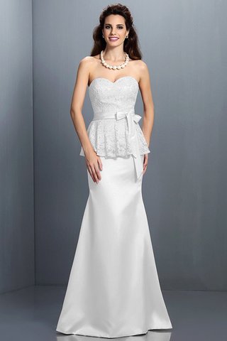 Robe demoiselle d'honneur longue naturel avec sans manches de sirène de col en cœur - photo 29