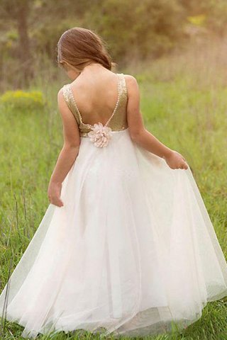 Robe cortège fille de princesse en tissu pailleté jusqu'au sol avec fleurs spécial - photo 2