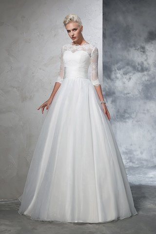 Robe de mariée longue de mode de bal appliques en 3/4 manche en organza - photo 5