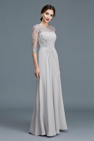 Robe mère de mariée naturel encolure ronde avec chiffon de lotus a-ligne - photo 4