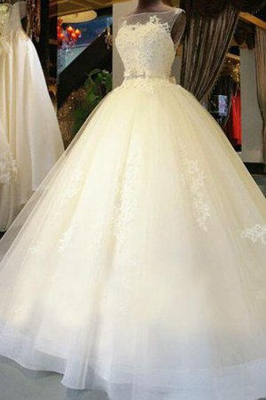 Robe de mariée avec perle avec zip decoration en fleur de mode de bal en organza - photo 1