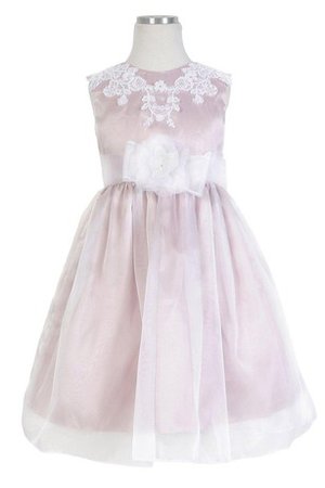 Robe de cortège enfant plissé au niveau de genou avec zip a-ligne textile taffetas - photo 1