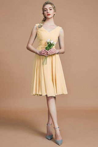 Robe demoiselle d'honneur avec chiffon de col en v ruché ligne a fermeutre eclair - photo 11