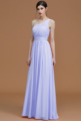 Robe demoiselle d'honneur naturel avec sans manches ligne a ruché d'épaule asymétrique - photo 23