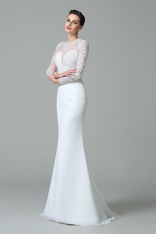 Robe de mariée longue en satin au niveau de cou de sirène avec manche longue - photo 6