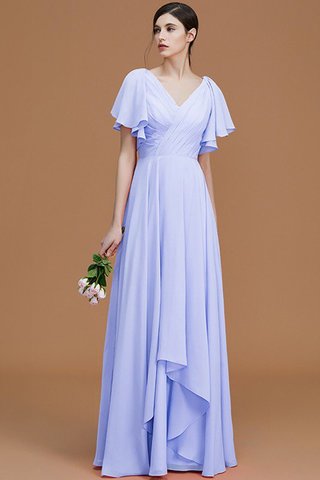 Robe demoiselle d'honneur avec manche courte de princesse ligne a avec chiffon avec zip - photo 23