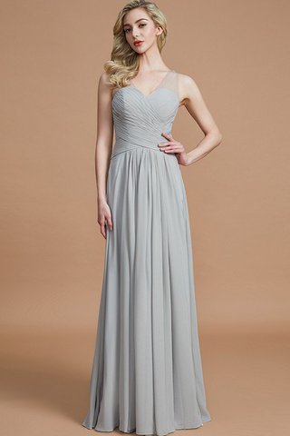 Robe demoiselle d'honneur naturel a-ligne avec sans manches avec chiffon v encolure - photo 3