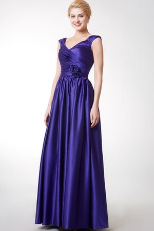 Robe demoiselle d'honneur luxueux ruché croisade en satin a-ligne - photo 1