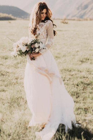 Robe de mariée avec chiffon belle de col en v ligne a decoration en fleur - photo 2