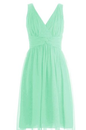 Robe demoiselle d'honneur naturel plissé avec chiffon v encolure ruché - photo 1
