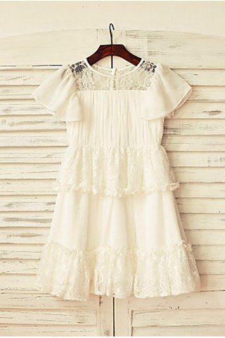 Robe de cortège enfant naturel avec fleurs avec manche courte ligne a de princesse - photo 2