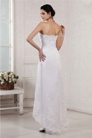 Robe de mariée asymétrique haut bas manche nulle de fourreau col en forme de cœur - photo 2