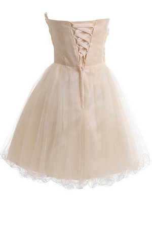 Robe de graduation avec fleurs textile en tulle fermeutre eclair de lotus a-ligne - photo 2