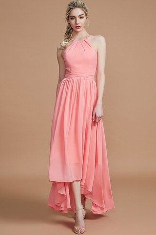 Robe demoiselle d'honneur naturel de princesse avec chiffon asymétrique dénudé - photo 1