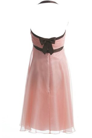 Robe demoiselle d'honneur plissé avec nœud avec fleurs manche nulle avec chiffon - photo 2