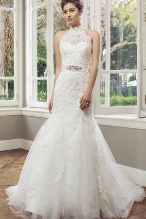 Robe de mariée cordon jusqu'au sol en dentelle textile en tulle avec sans manches - photo 1