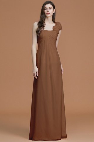 Robe demoiselle d'honneur naturel longueur au ras du sol a-ligne avec chiffon avec fleurs - photo 8