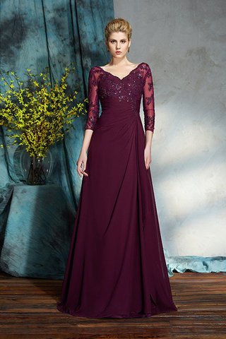 Robe mère de mariée longue longueur au ras du sol v encolure de princesse en chiffon - photo 5