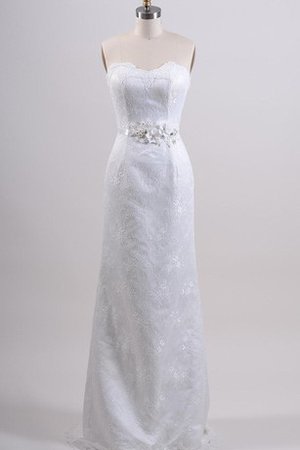 Robe de mariée avec décoration dentelle avec sans manches cordon avec fleurs ceinture - photo 1