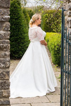 Robe de mariée delicat en 1/2 manche encolure ronde avec perle avec nœud à boucles - photo 2