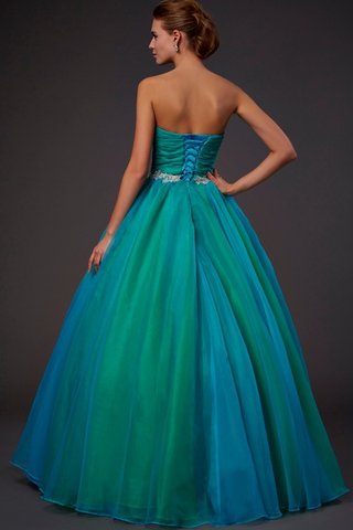 Robe de quinceanera longue col en forme de cœur avec lacets avec perle avec sans manches - photo 2