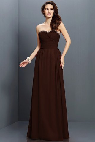 Robe demoiselle d'honneur longue avec zip col en forme de cœur manche nulle a-ligne - photo 7