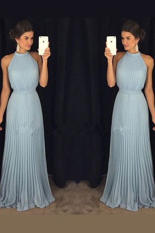 Robe de bal naturel plissage en chiffon de col haut longueur au ras du sol - photo 1