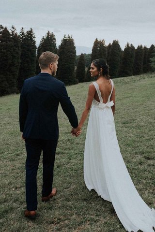 Robe de mariée de traîne courte manche nulle de princesse fantastique en chiffon - photo 2